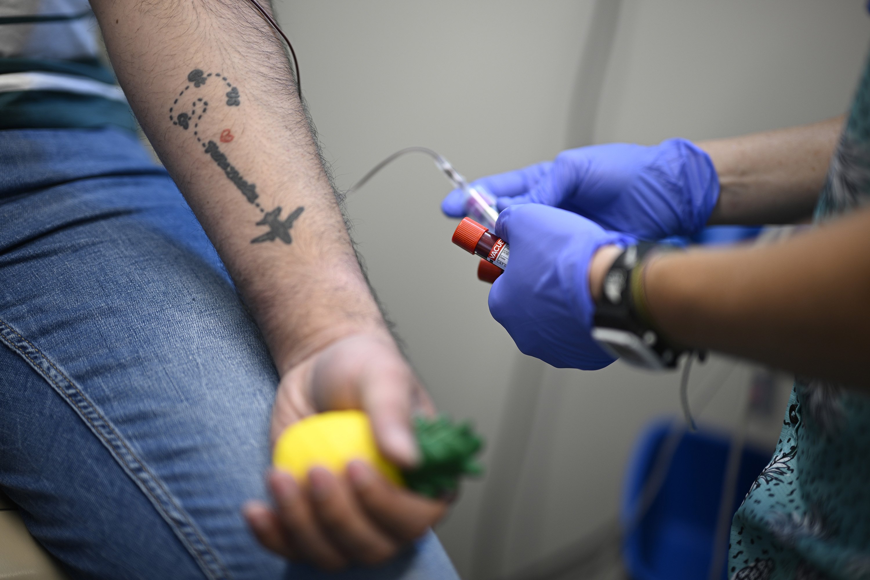 Fernando Hermida has blood drawn for testing at Pineapple Healthcare...