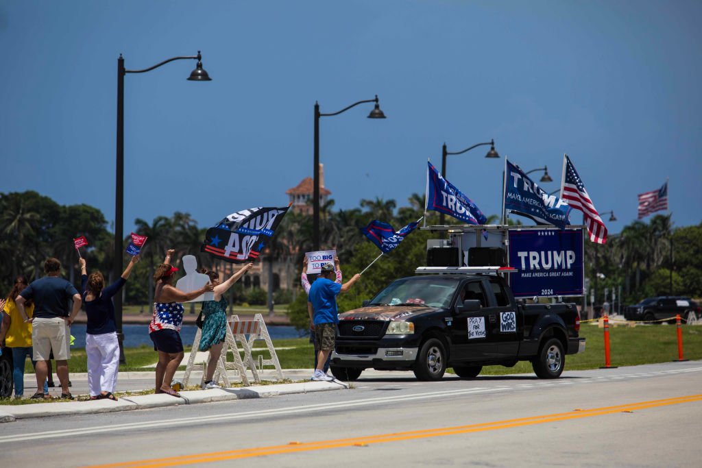Trump Supporters Gather Outside Of Mar-A-Lago After Shooting At Trump Rally In Pennsylvania