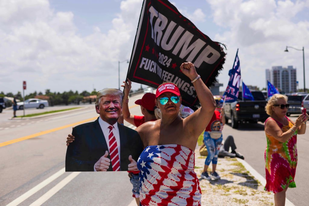 Trump Supporters Gather Outside Of Mar-A-Lago After Shooting At Trump Rally In Pennsylvania