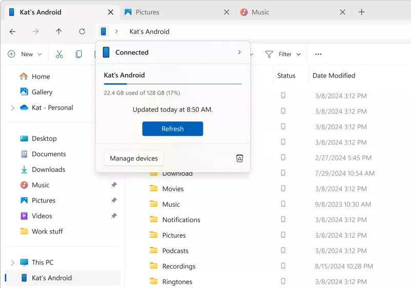 Windows 11'in en son özelliği Android telefon içeriğinizi Dosya Gezgini'nde görüntülemenizi sağlıyor 1 windows 11in en son ozelligi android telefon iceriginizi dosya gezgininde goruntulemenizi sagliyor 93ksZLsj